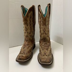 Corral vintage indie spirit metallic cognac stitched boots size 6